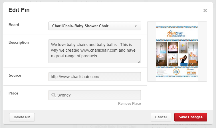 babychair - how to edit info